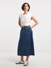 JD Williams Blue Elasticated Waist Mid Denim Skirt - Image 3 of 4