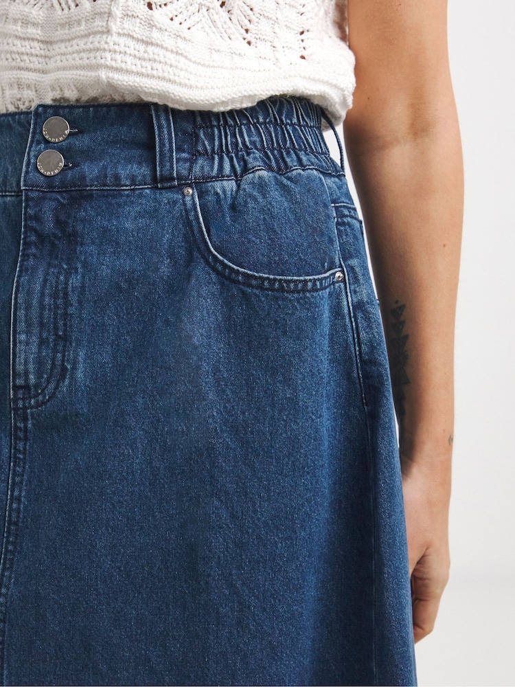 JD Williams Blue Elasticated Waist Mid Denim Skirt - Image 4 of 4
