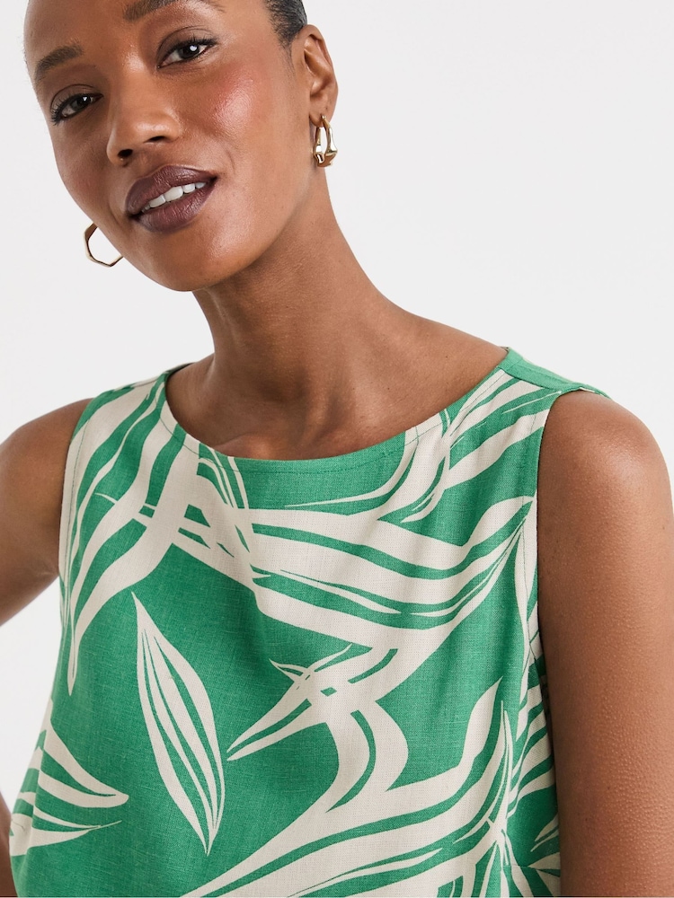 JD Williams Green Slash Neck Linen Shell Top - Image 4 of 4