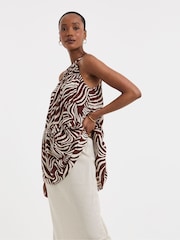 JD Williams Brown Crinkle Halterneck Top - Image 3 of 4