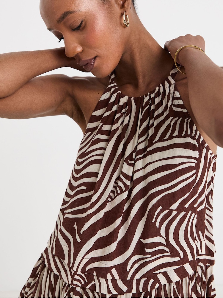 JD Williams Brown Crinkle Halterneck Top - Image 4 of 4