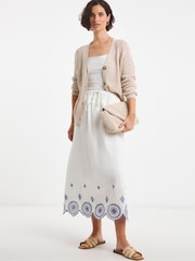JD Williams White Broderie Scalloped Hem Maxi Skirt - Image 1 of 4