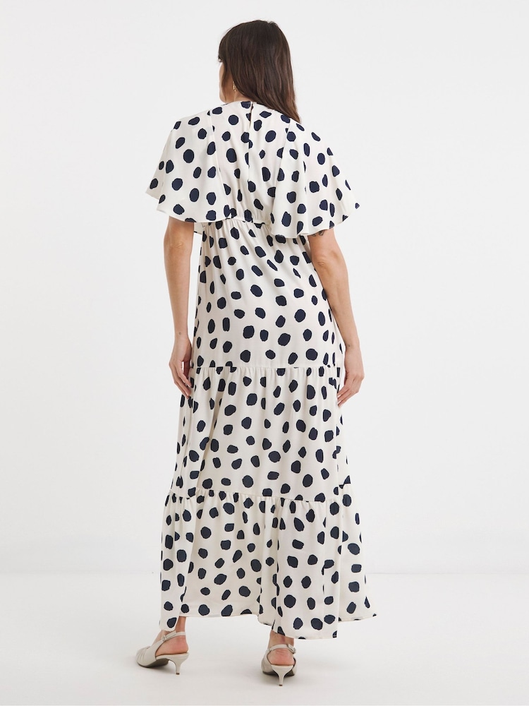 JD Williams Blue Cape Detail Maxi Detail Dress - Image 2 of 4