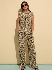 Baukjen Lauren Printed Tencel Wide Leg Brown Trousers - Image 1 of 3