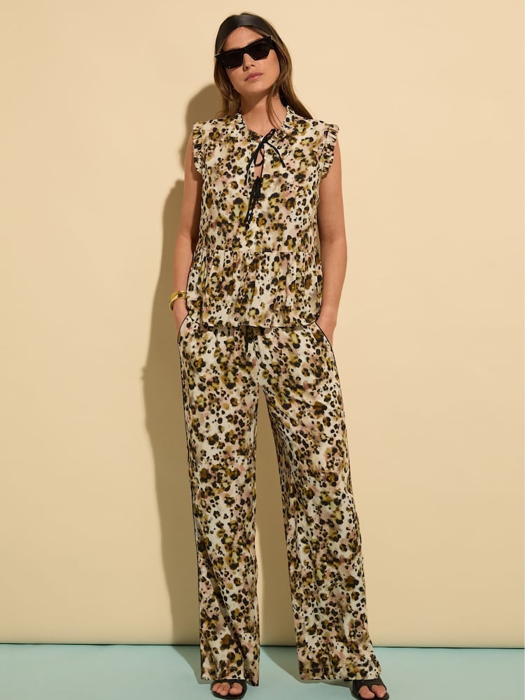 Baukjen Lauren Printed Tencel Wide Leg Brown Trousers - Image 1 of 3