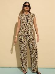 Baukjen Lauren Printed Tencel Wide Leg Brown Trousers - Image 3 of 3