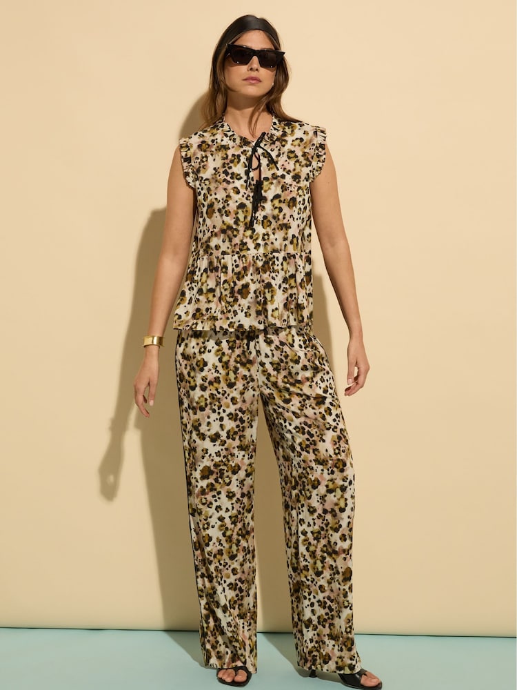 Baukjen Lauren Printed Tencel Wide Leg Brown Trousers - Image 3 of 3