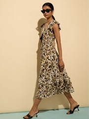 Baukjen Philippine Printed Tie Detail Brown Dress - Image 2 of 4