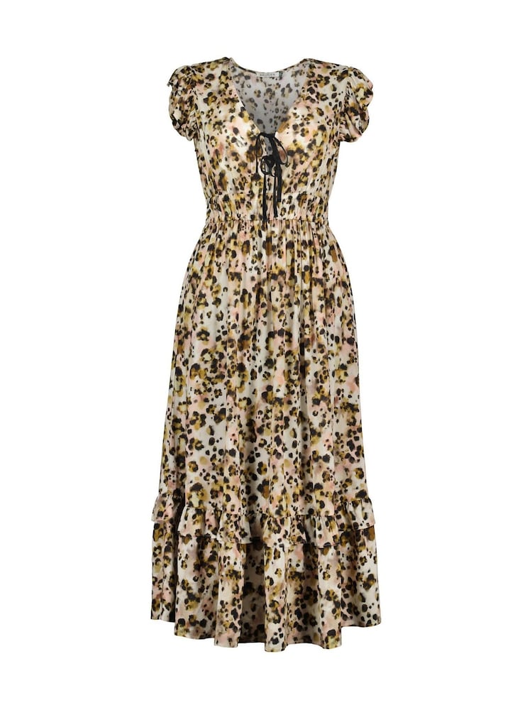 Baukjen Philippine Printed Tie Detail Brown Dress - Image 4 of 4