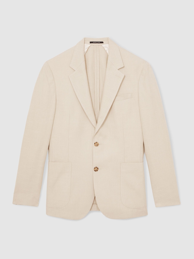 Reiss Stone Hop Slim Fit Single Breasted Textured Blazer with Cotton - Image 2 of 10