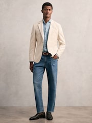 Reiss Stone Hop Slim Fit Single Breasted Textured Blazer with Cotton - Image 4 of 10