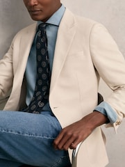 Reiss Stone Hop Slim Fit Single Breasted Textured Blazer with Cotton - Image 5 of 10