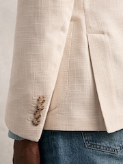Reiss Stone Hop Slim Fit Single Breasted Textured Blazer with Cotton - Image 7 of 10