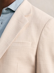 Reiss Stone Hop Slim Fit Single Breasted Textured Blazer with Cotton - Image 8 of 10