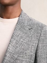 Reiss Navy Melange Meridean Single-Breasted Textured Mélange Blazer Slim-Fit - Image 3 of 7