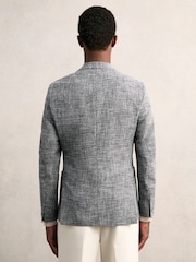 Reiss Navy Melange Meridean Single-Breasted Textured Mélange Blazer Slim-Fit - Image 4 of 7