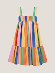 Monsoon Multi Rainbow Stripe Tier 100% Cotton Dress - Image 2 of 3