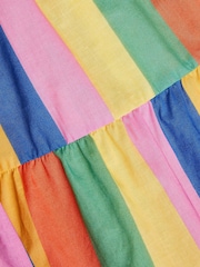 Monsoon Multi Rainbow Stripe Tier 100% Cotton Dress - Image 3 of 3