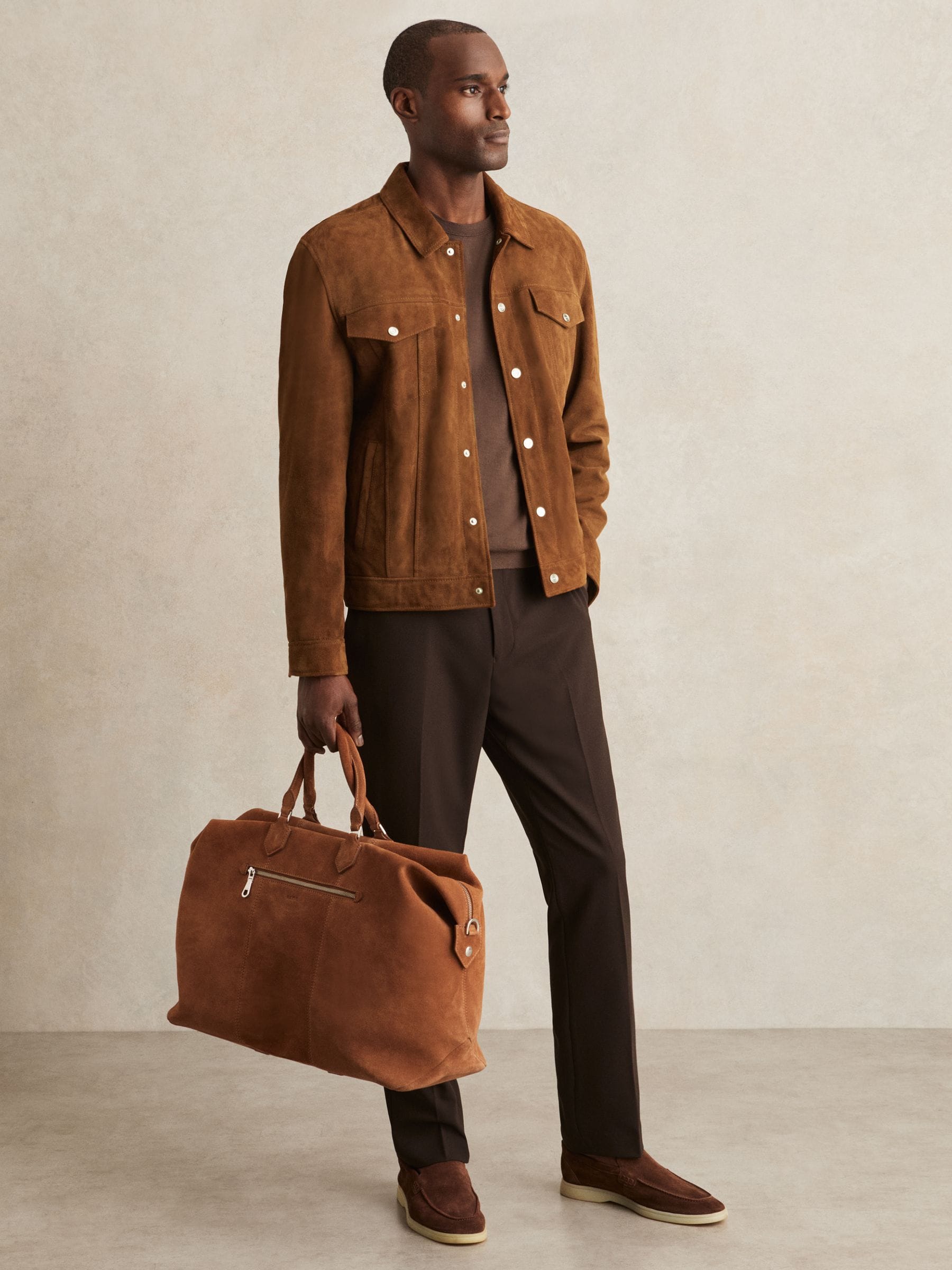 Next：日本 タバコブラウン - Reiss Edington スエード プレススタッド