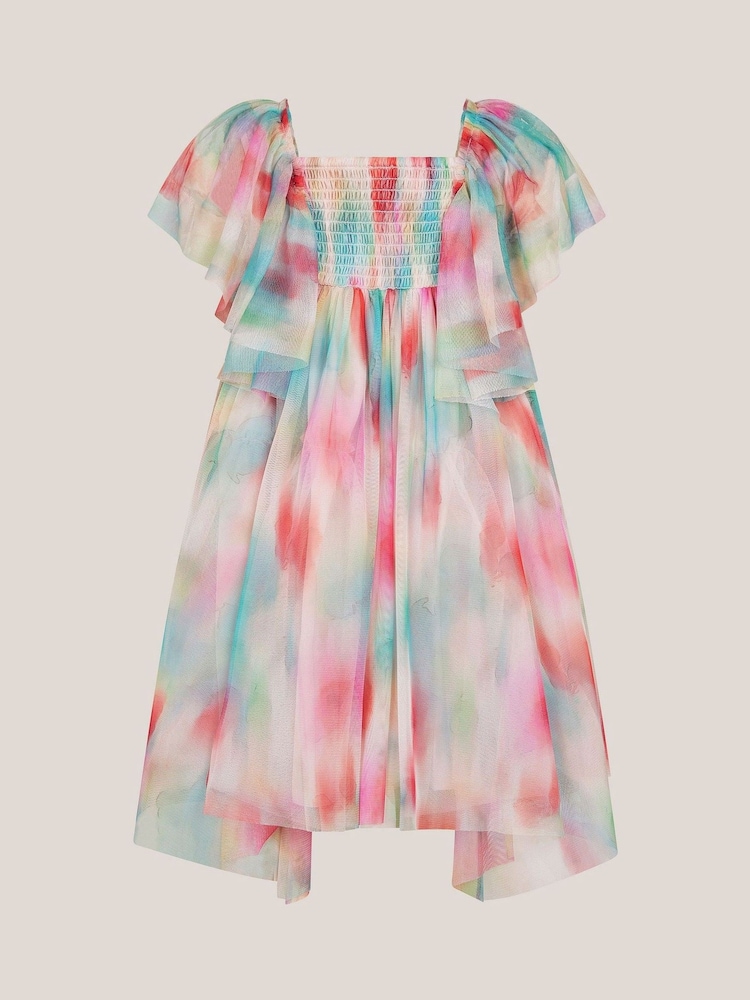 Monsoon Blue Ikat Flower Tulle Party Dress - Image 2 of 3