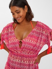 Accessorize Pink Crochet Mini Kaftan - Image 3 of 4