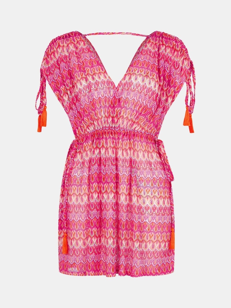 Accessorize Pink Crochet Mini Kaftan - Image 4 of 4