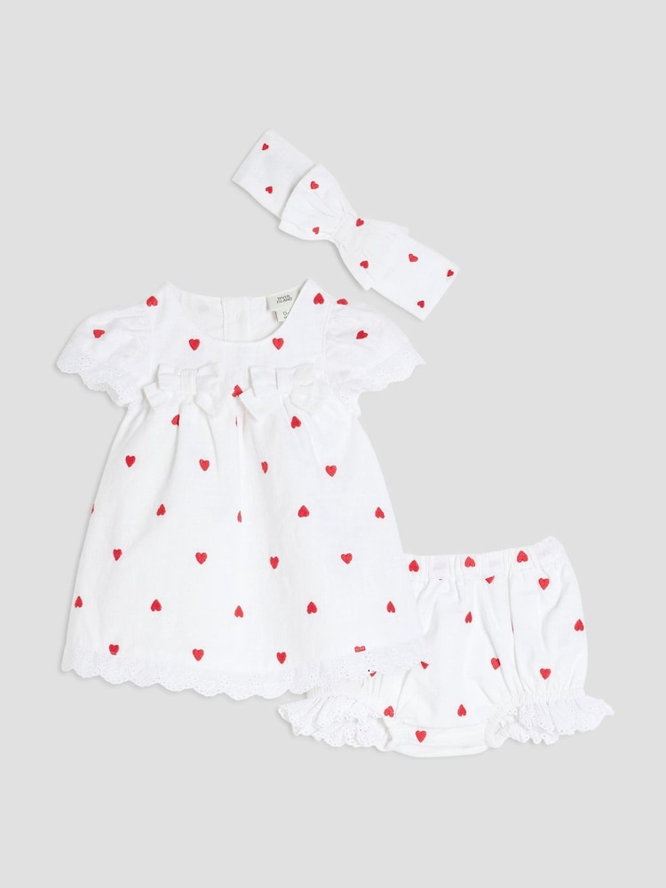 River Island Baby Girls Heart Print 100% Cotton T-Shirt Dress Set - Bild 1 von 5