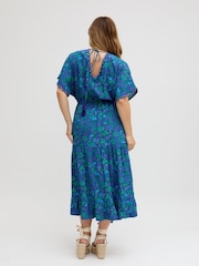 Raffya Blue 100% Cotton Kaftan Style Floral Printed Maxi Dress - Image 2 of 5