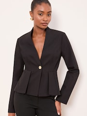 Lipsy Black Collarless Peplum Hem Blazer - Image 4 of 5