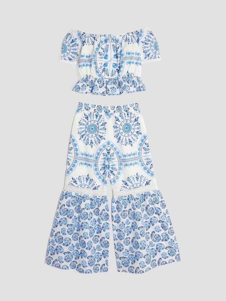 River Island White Girls Shell 100% Cotton Top and Trousers Set - Image 4 of 4