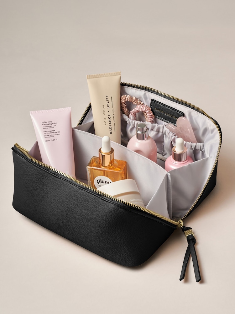 Katie Loxton Black Medium Fold-Out Wash Bag - Image 1 of 4