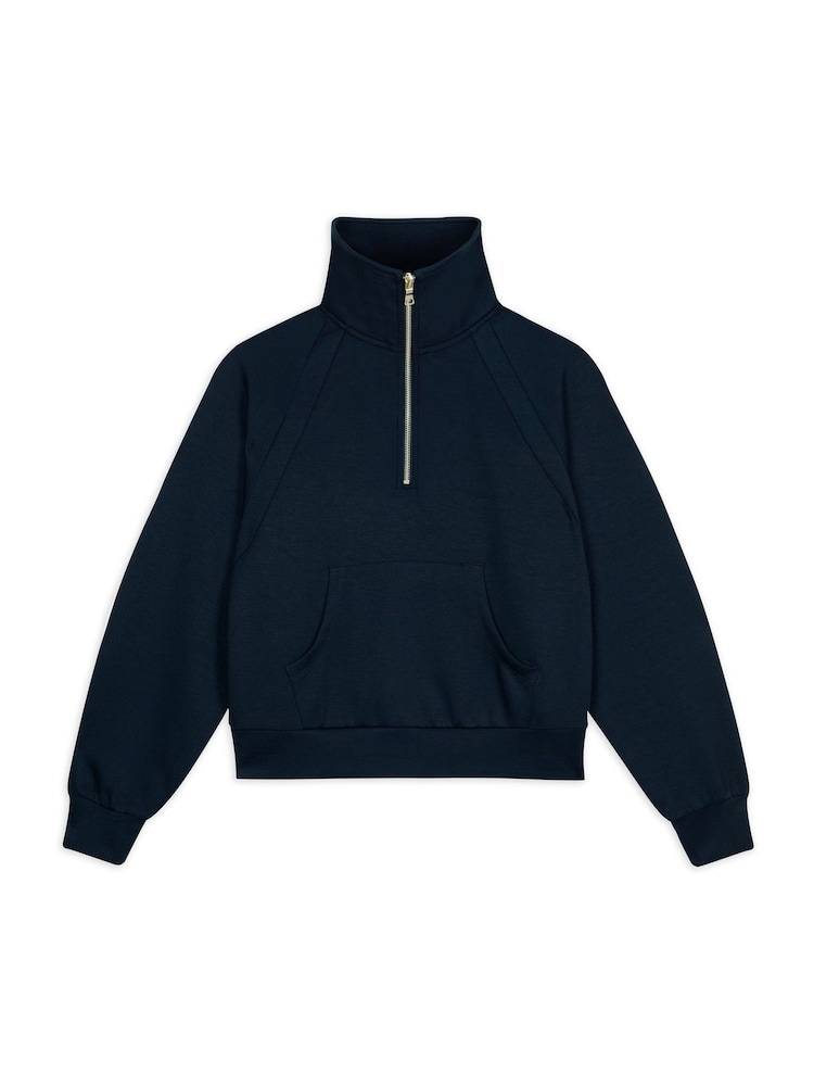 Chelsea Peers Blue LuxeComfort Scuba Half-Zip Sweatshirt - Image 1 of 3 Chelsea Peers Blue LuxeComfort Scuba Half-Zip Sweatshirt - Image 1 of 3