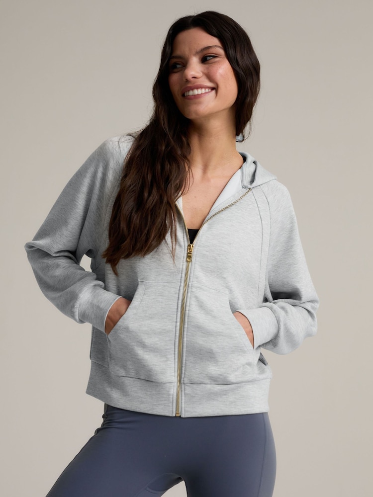 Chelsea Peers Grey LuxeComfort Scuba Zip Hoodie - Image 2 of 5 Chelsea Peers Grey LuxeComfort Scuba Zip Hoodie - Image 2 of 5