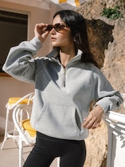 Chelsea Peers Grey LuxeComfort Scuba Half-Zip Sweatshirt - Image 1 of 5