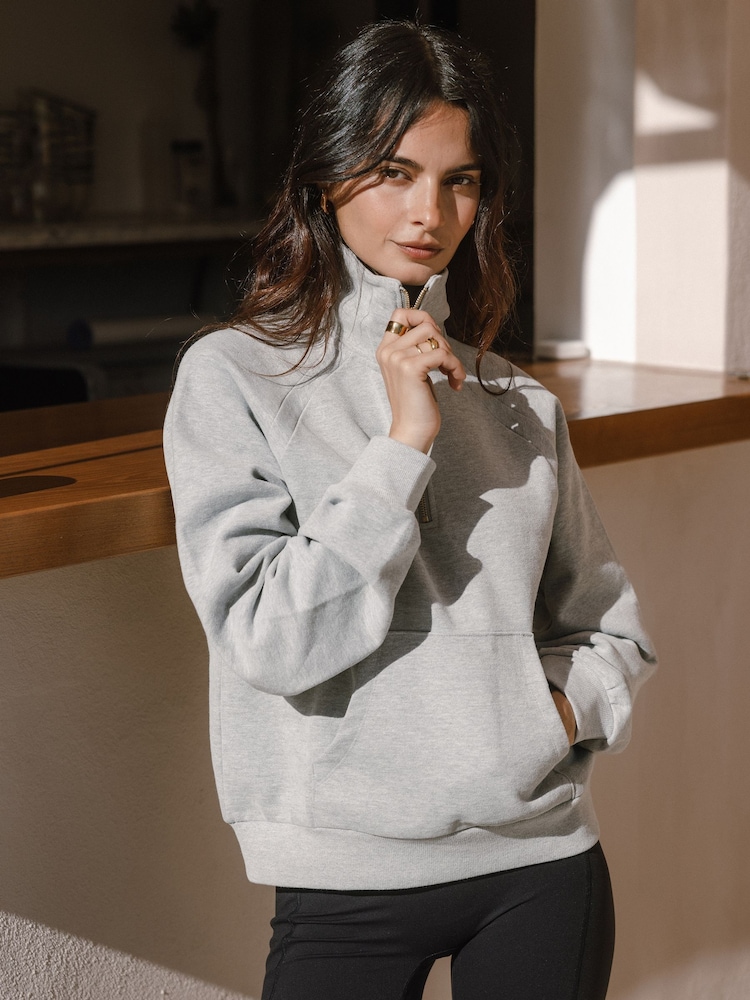 Chelsea Peers Grey LuxeComfort Scuba Half-Zip Sweatshirt - Image 2 of 5