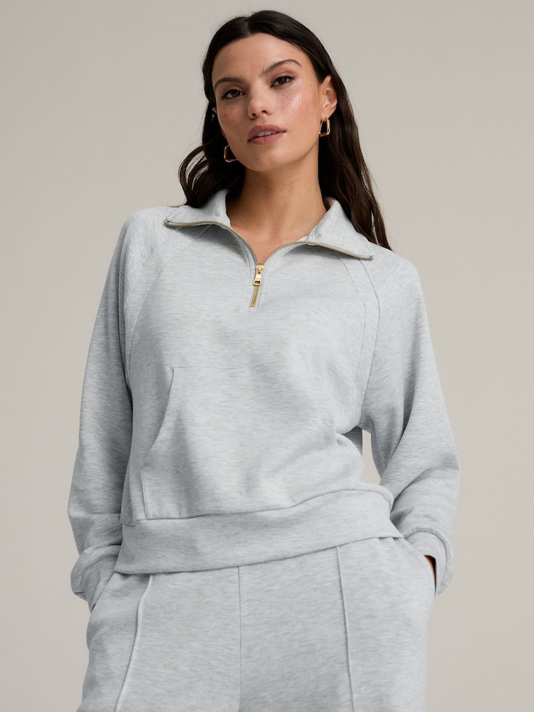Chelsea Peers Grey LuxeComfort Scuba Half-Zip Sweatshirt - Image 2 of 5 Chelsea Peers Grey LuxeComfort Scuba Half-Zip Sweatshirt - Image 2 of 5