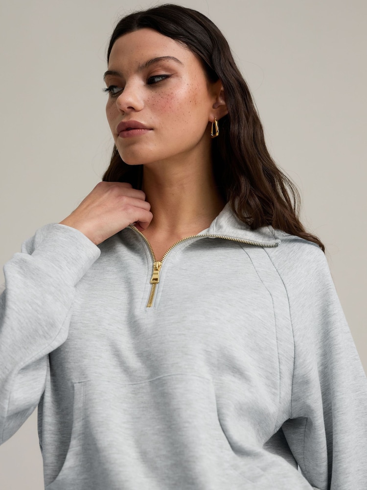 Chelsea Peers Grey LuxeComfort Scuba Half-Zip Sweatshirt - Image 5 of 5 Chelsea Peers Grey LuxeComfort Scuba Half-Zip Sweatshirt - Image 5 of 5