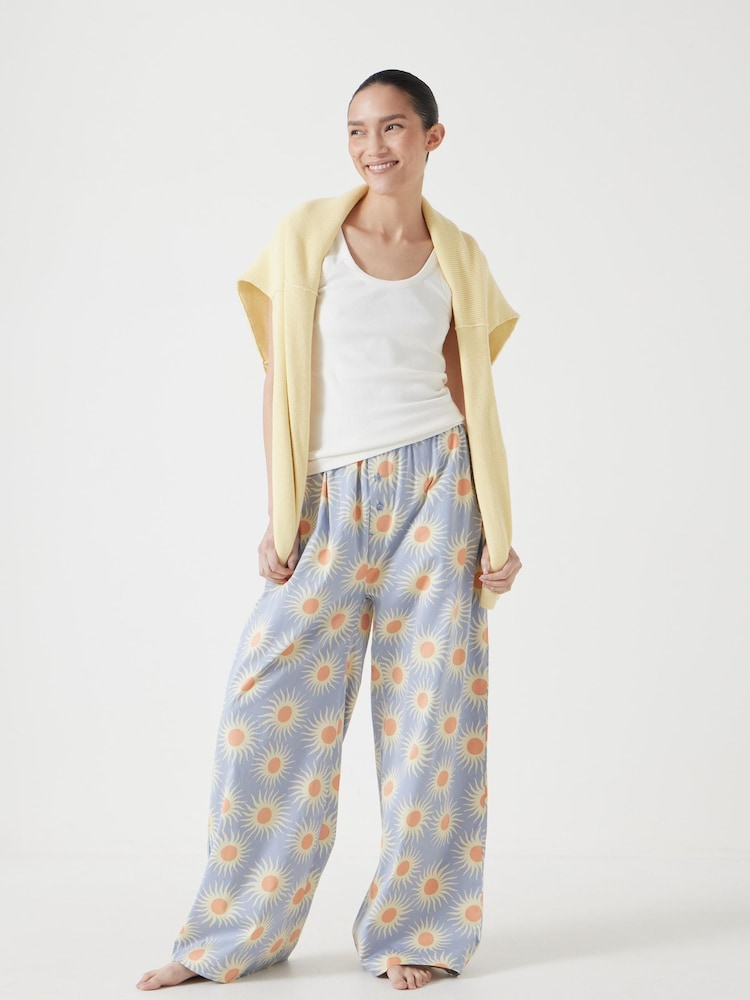 Hush Blue Cotton Sateen Vest Pyjamas Set - Image 1 of 5
