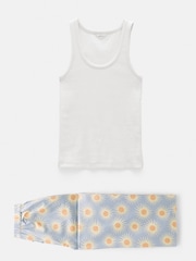 Hush Blue Cotton Sateen Vest Pyjamas Set - Image 5 of 5