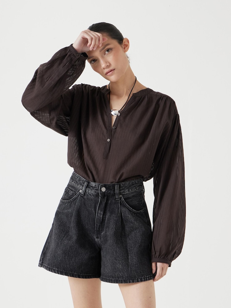 Hush Brown Bea Textured Stripe Blouse - Image 2 of 6