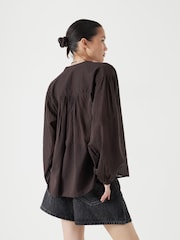 Hush Brown Bea Textured Stripe Blouse - Image 3 of 6