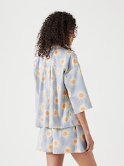Hush Blue Sateen Short 100% Cotton Pyjamas Set - Image 2 of 5