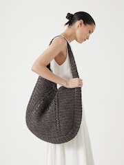 Hush Brown Raffia Oversized Tote Bag - Image 5 of 6