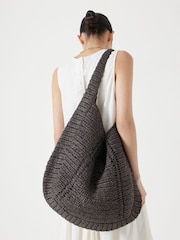 Hush Brown Raffia Oversized Tote Bag - Image 6 of 6
