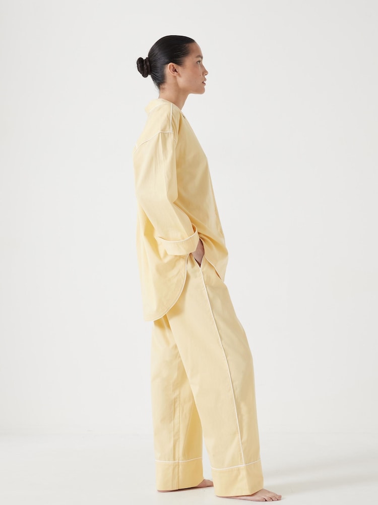 Buy Hush Yellow Oversized Sateen 100% Cotton Pyjamas from the Next