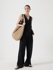 Hush Black Linen Blend Waistcoat Jumpsuit - Image 1 of 6