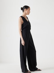 Hush Black Linen Blend Waistcoat Jumpsuit - Image 3 of 6