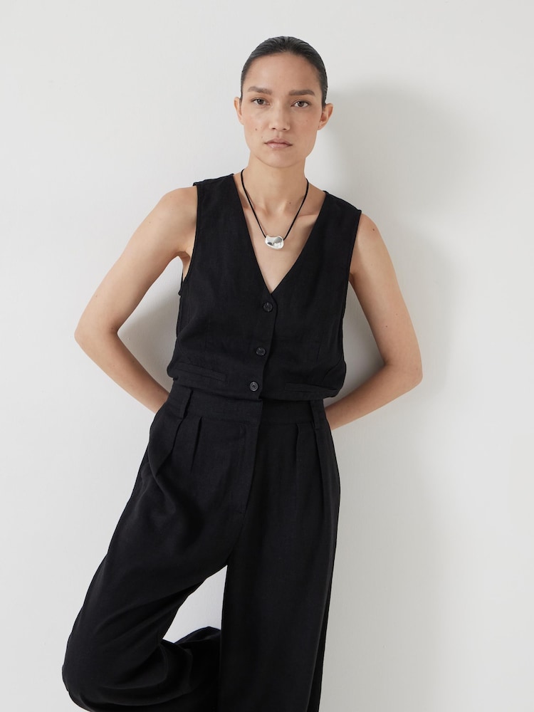 Buy Hush Black Linen Blend Waistcoat Jumpsuit from Next Chile