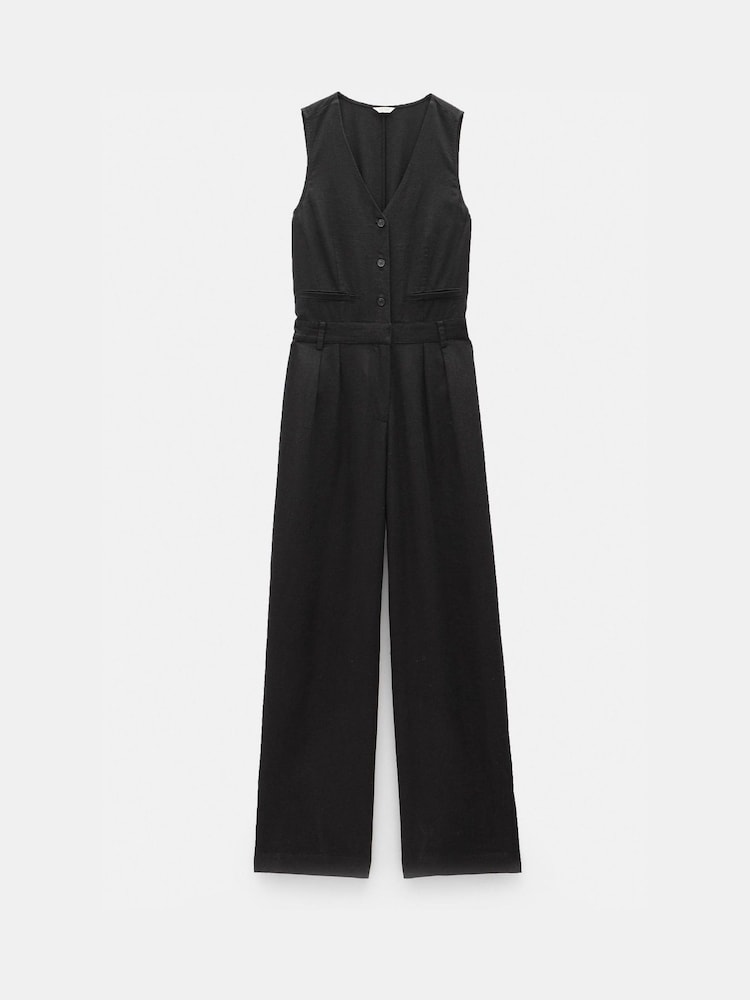Hush Black Linen Blend Waistcoat Jumpsuit - Image 6 of 6