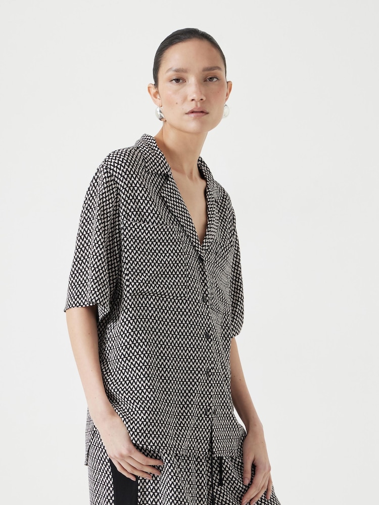 Hush Black Revere Collar Short Sleeve Shirt - Image 1 of 5